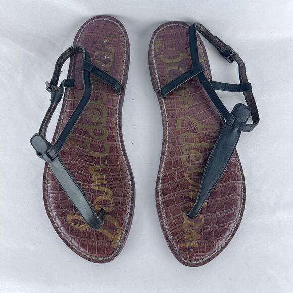 Sam Edelman Women's Sandals Size 8 Gigi Tstrap Black Thong - Picture 1 of 5